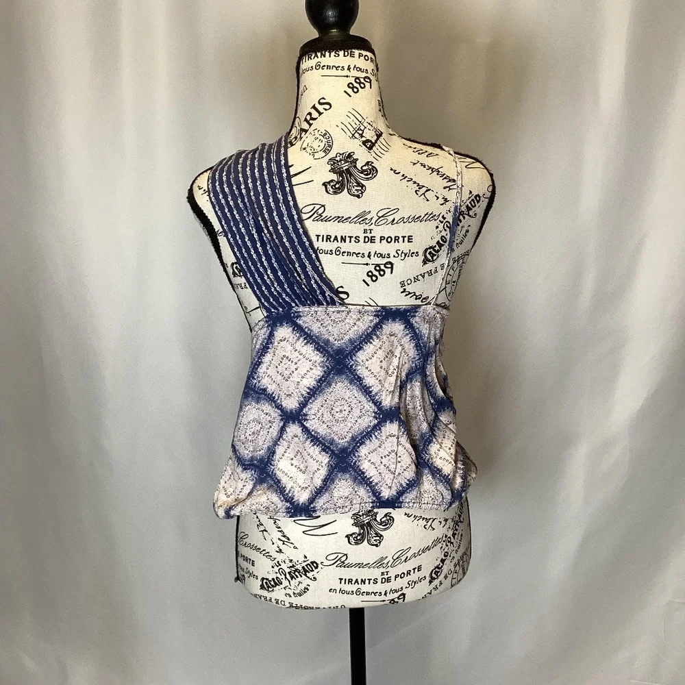 434. Free People One-Shoulder Cropped Top Pink/ Blue NWT Size M